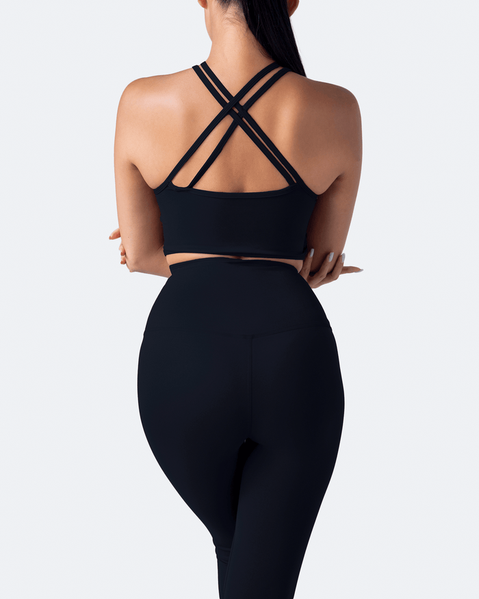 Jet Black Strappy Front Top