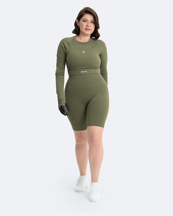 Cropped Long Sleeve Top & Bike Shorts Set | Creating Power Within