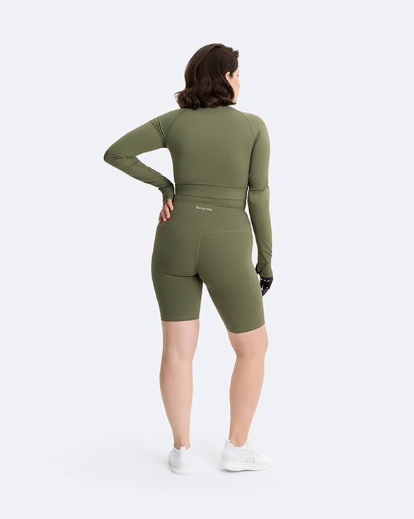 Cropped Long Sleeve Top & Bike Shorts Set | Creating Power Within