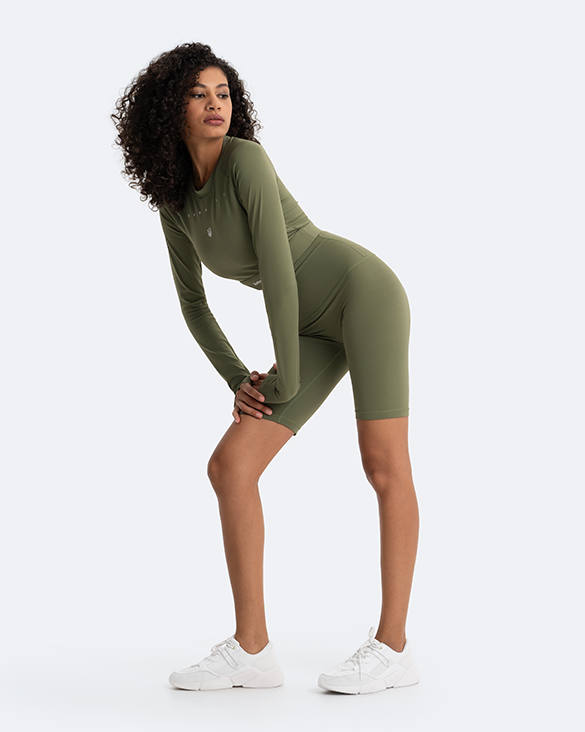 Cropped Long Sleeve Top & Bike Shorts Set | Creating Power Within