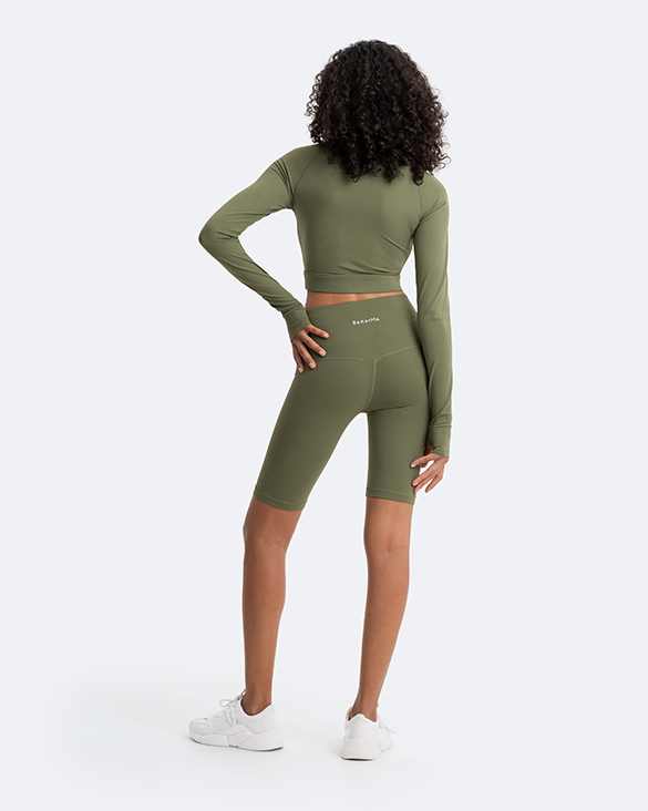 Cropped Long Sleeve Top & Bike Shorts Set | Creating Power Within